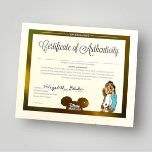 Disney Aladdin & Jasmine Pin Movie Club VIP Exclusive